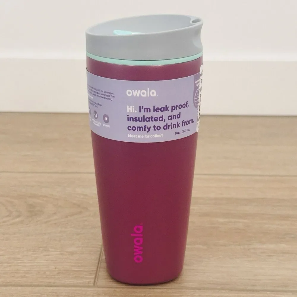 NEW Owala SmoothSip Slider Stainless Steel Tumbler 20oz Perfect Plum Purple